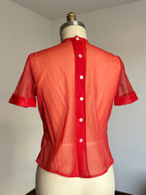 Load image into Gallery viewer, vintage 1950s sheer red blouse {L}