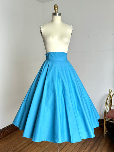 vintage 1950s blue cotton circle skirt {xs}