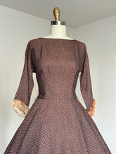 Load image into Gallery viewer, vintage 1950s party dress w/ faux fur cuffs {s}