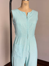 Load image into Gallery viewer, vintage 1950s striped cotton jumpsuit {s/m}