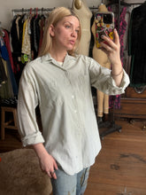 Load image into Gallery viewer, vintage 1950s green gingham long sleeve shirt