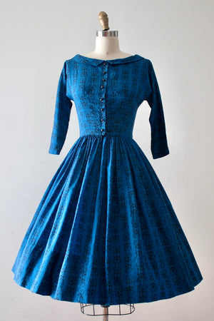 vintage 1950s LANZ blue wool dress