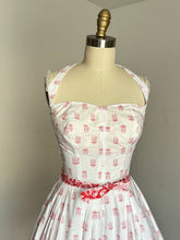 Load image into Gallery viewer, vintage 1950s pineapple print cotton sun dress {xs-m}