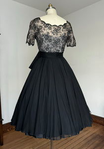 vintage 1950s lace top party dress {m}