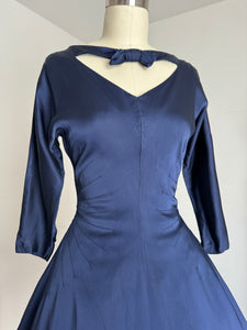 vintage 1950s navy evening dress {s}