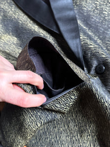 vintage 1950s shimmery satin brocade tuxedo jacket