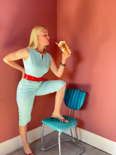 Load image into Gallery viewer, vintage 1950s striped cotton jumpsuit {s/m}