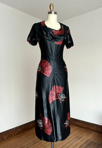 vintage 1940s novelty fan dress {xs}