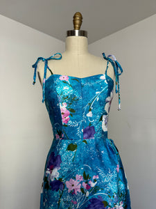 vintage 1960s blue cotton sarong dress {xs-s}