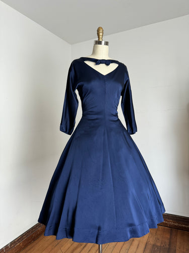 vintage 1950s navy evening dress {s}