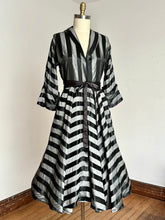 Load image into Gallery viewer, vintage 1940s two tone black striped dress dressing gown {m}