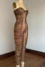 Load image into Gallery viewer, vintage 1980s Frederick’s of Hollywood gold jumpsuit {s}