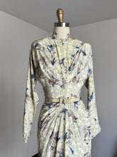 Load image into Gallery viewer, vintage 1940s novelty print rayon dress {xs}