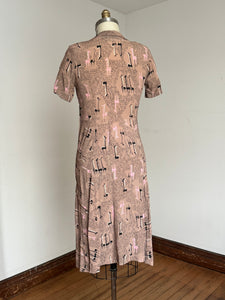 vintage 1940s novelty Giraffe rayon dress {m}