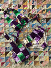 Load image into Gallery viewer, NOS vintage 1960s patchwork quilted bikini with purse {xs}