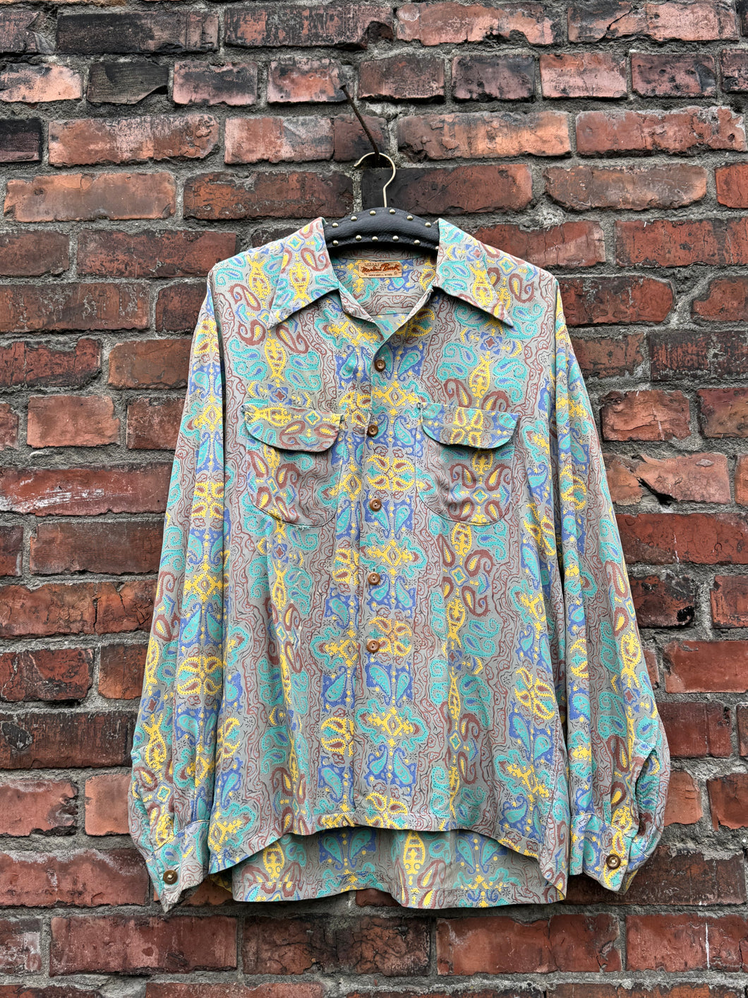 vintage 1940s long sleeve rayon shirt