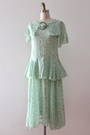 vintage 1920s 30s sheer floral dress