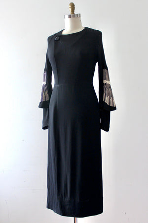 vintage 1930s art deco black dress