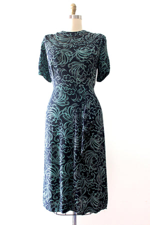 vintage 1940s novelty print rayon dress