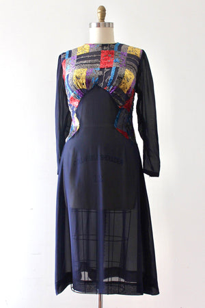 vintage 1930s devore velvet dress