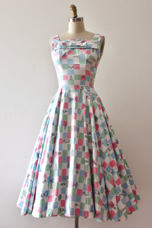 vintage 1950s CHESS game dress with full circle skirt