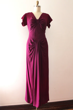 vintage 1940s purple rayon gown
