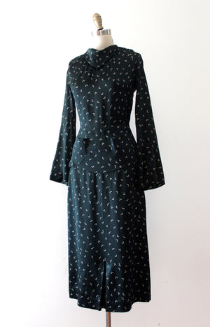 vintage 1930s black silk Deco dress