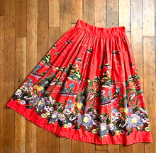 Load image into Gallery viewer, RARE vintage 1950s Japanese inspired scene border print skirt