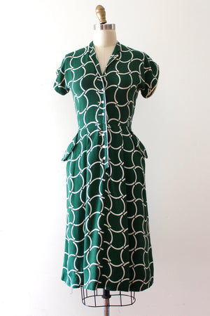 vintage 1940s green day dress