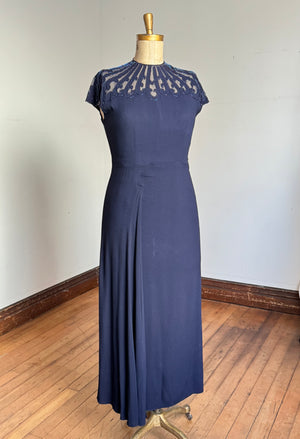 vintage 1940s beaded rayon gown {XL}