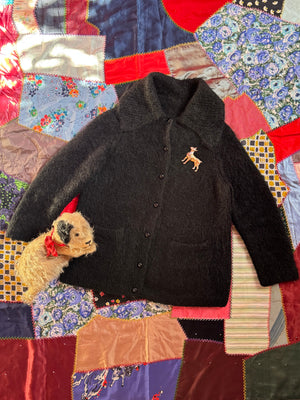 vintage 1960s black mohair cardigan {s}
