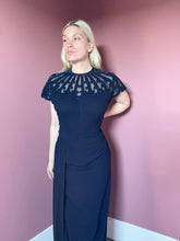 Load image into Gallery viewer, vintage 1940s beaded rayon gown {XL}