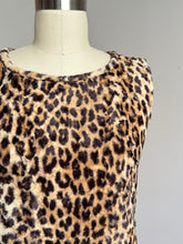 Load image into Gallery viewer, vintage 1960s faux fuzzy leopard dress {xs}