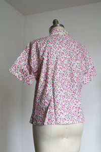 NOs vintage 1950s pink floral top {XL}
