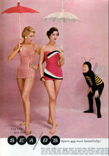 Load image into Gallery viewer, vintage 1950s color block swimsuit {s}