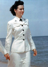 Load image into Gallery viewer, vintage 1940s WWII Women’s Naval WAVES button up blouse {s}