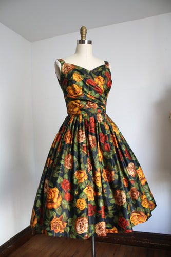 vintage 1950s Alix of Miami roses dress {xs}