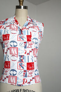 vintage 1950s alphabet shirt {xs}