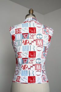 vintage 1950s alphabet shirt {xs}