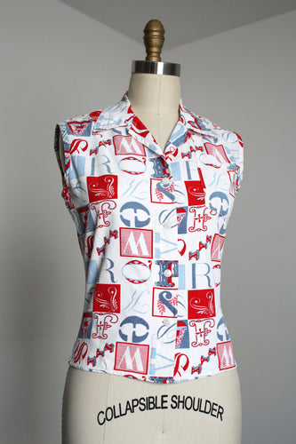 vintage 1950s alphabet shirt {xs}