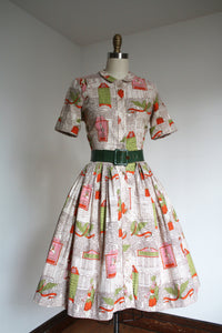 vintage 1950s novelty shirtwaist dress {xxs}
