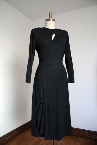 vintage 1940s black rayon dress {L}