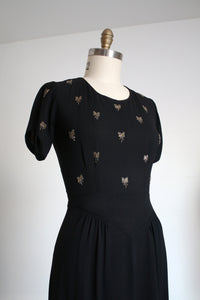 vintage 1940s beaded bows dress {s}