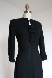 vintage 1930s black rayon dress {s}