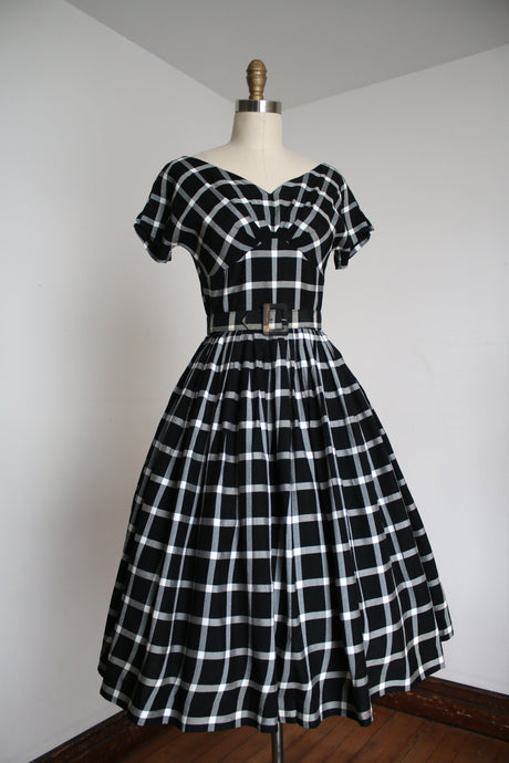 vintage 1950s black and white dress {xxs}