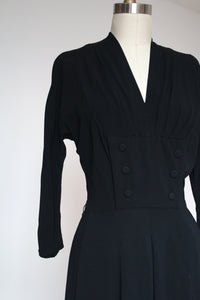 vintage 1940s black rayon dress {s}