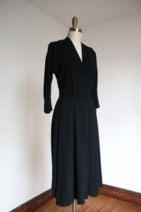 vintage 1940s black rayon dress {s}
