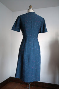vintage 1950s blue fleck dress {m}
