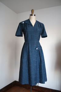 vintage 1950s blue fleck dress {m}