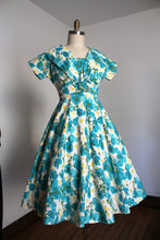 Load image into Gallery viewer, vintage 1950s blue floral dress {s/m}